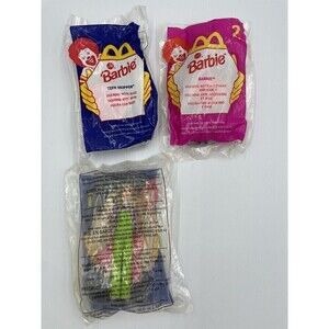 New Barbie McDonald's Happy Meal Toys Lot of 3 Mattel Barbie Dolls Sealed Vtg 90